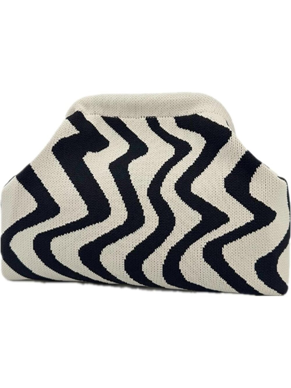 Women's Black White Clutch Purses Dumpling Striped Summer Beach Evening Handbag